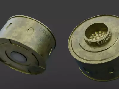 Type 66 Gas Mask Filter Low-poly 3D model