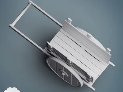 PBR Low Poly Medieval Wooden Cart Low-poly 3D model