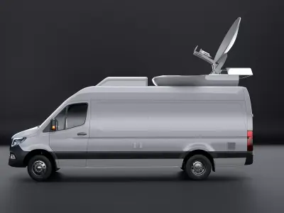 TV Broadcast Satellite Van PBR Low-poly 3D model