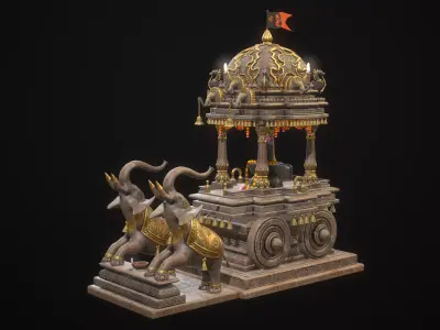 Stone Chariot For Games And VFX  Low-poly 3D model