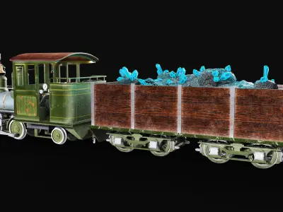 Vintage 19th-Century Steam Locomotive Low-poly 3D model Low-poly 3D model