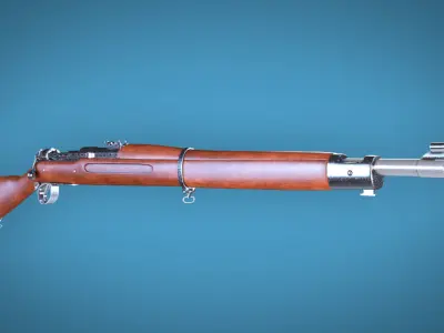 Springfield M 1903 Bolt Action Rifle LowPoly Firearm  3D Model Low-poly 3D model