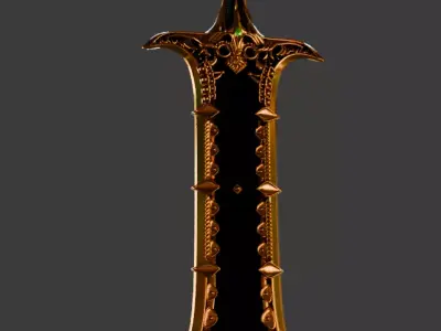 Low poly golden sword  Low-poly 3D model