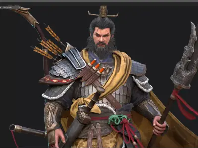 an ancient military commander in China Huang Gai Low-poly 3D model