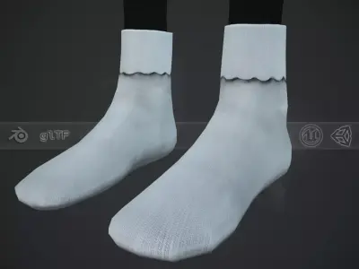 White Socks Style 1  Low-poly 3D model