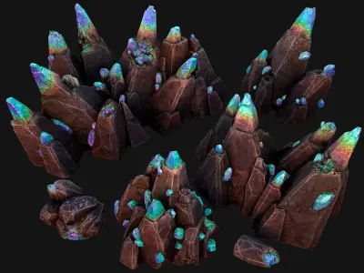 Crystals Gem Gemstone Minerals for the Mine Low-poly 3D model