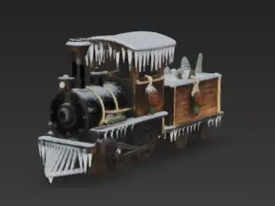 Frostbound Pine Steam Engine 3D Model Low-poly 3D model