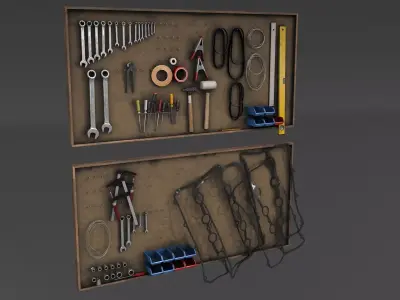 tool wall Low-poly 3D model