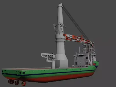Offshore Heavy Lift Installation Vessel Low-poly 3D model