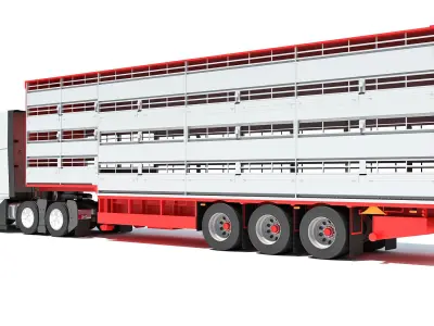 2014 Animal Transporter Semi Truck and Trailer 3D model