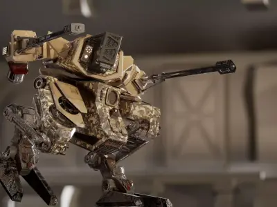 Battle Mech Rigged PBR Game Ready Free low-poly 3D model
