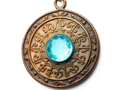 Vintage Turquoise Pendant model pack Low-poly 3D model