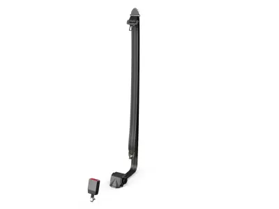 Retractable Car Seat Belt Set with Buckle Black 3D model