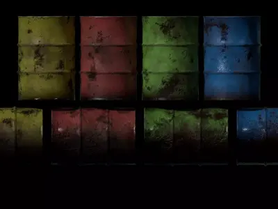 PBR Rusty Industrial Barrel Pack Free low-poly 3D model
