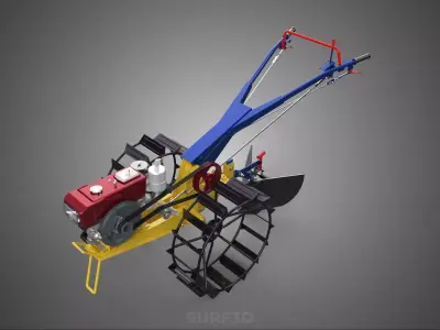 BLADE MOLD MOULD BOARD FURROW PLOUGH TWO CAGE WHEEL HAND TRACTOR 3D model