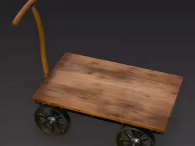 Vintage Industrial Flatbed Cart 3D Model Low-poly 3D model