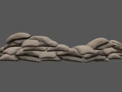sandbag 1 pile of sacks Low-poly 3D model