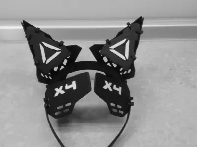 Cyberpunk Techwear Cosplay Cat Ears 3D STL File 3D print model