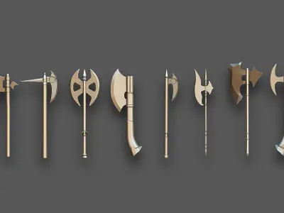 20 Axe Base Mesh Pack Low-poly 3D model