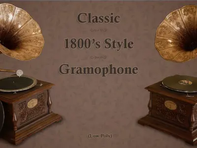 Classic Late Victorian Era Gramophone Low-poly 3D model