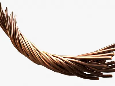 copper wire cable structure Low-poly 3D model
