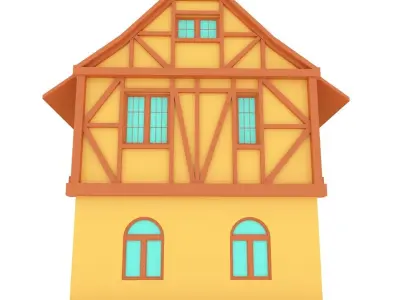 LOW POLY MEDIEVEL HOUSE 0 CARTOON STYLE Low-poly 3D model