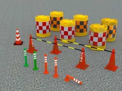 Low poly road assets Low-poly 3D model