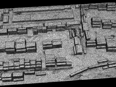 cargo containers storage industrial terrain drone scan Low-poly 3D model