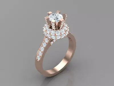 Diamond Wedding Women Ring 1WR296 3D print model