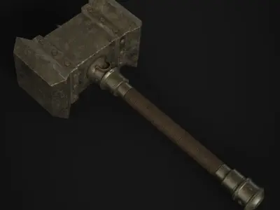 Medieval Hammer Low-poly 3D model