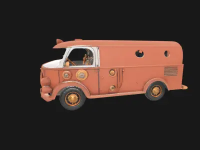 Steampunk Van 3D Model RetroFuturistic Victorian Era Low-poly 3D model purchase