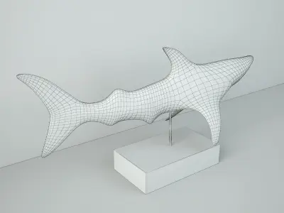 Vintage Carved Teak Shark 3D model