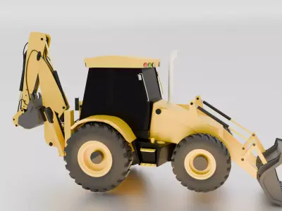 JCB Backhoe Loader 3D Model High-Quality Game-Ready 3D model