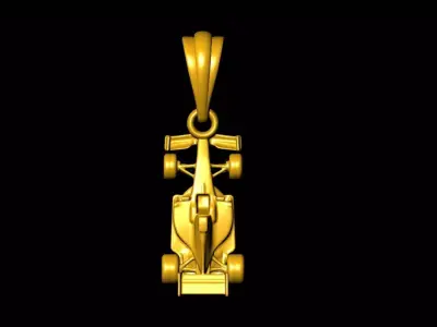 Formula Racing Car Jewelry Pendant Necklace 3D print model