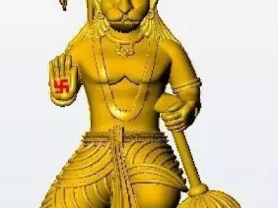 hanuman golden statue of lord ganesha 3D print model