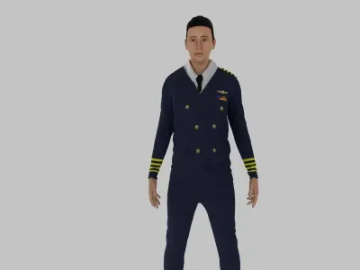 Pilot male in uniform Low-poly 3D model