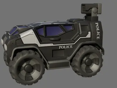 Sci-Fi Police Vehicle - Game Ready - PBR Low-poly 3D model