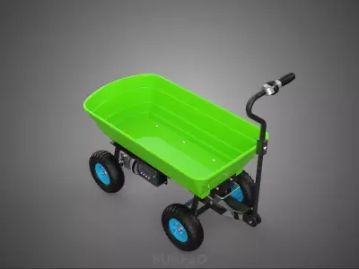 MOTORIZED ASSIST CARGO CART TROLLEY WHEELBARROW GARDEN WAGON BIN 3D model
