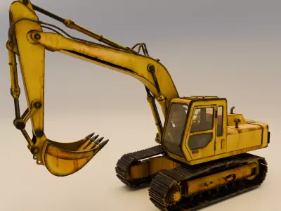 Construction Excavator Vehicle Low-poly 3D model
