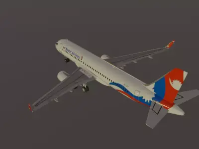 Nepal airlines airbus a320-232 low poly 3D Model Low-poly 3D model
