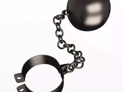 Handcuff ball and chain Low-poly 3D model
