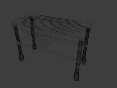 Antique table with lace cloth Low-poly 3D model