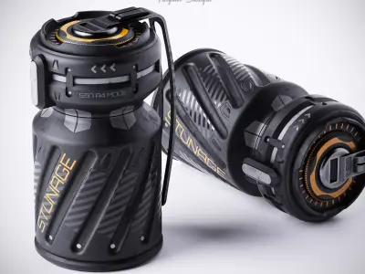 Sci-Fi Grenade Low-poly 3D model 5