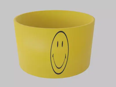 3d Low Poly Yellow Smiley Face Glass Pencil Case Free low-poly 3D model