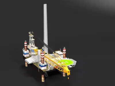 Wind Farm Jackup Vessel 3D model