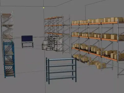 Industrial Warehouse Interior  Low Poly 3D Model Game Ready Low-poly 3D model