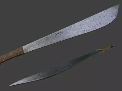 Sword - Machete - Damascus Steel 3D model