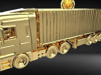 Wheeler Semi Trailer Truck Pendant Solid  3D print model