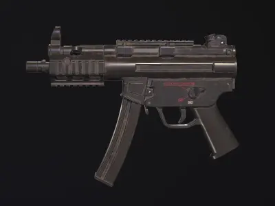 Weapon - Gun - SMG - MP5K Low-poly 3D model