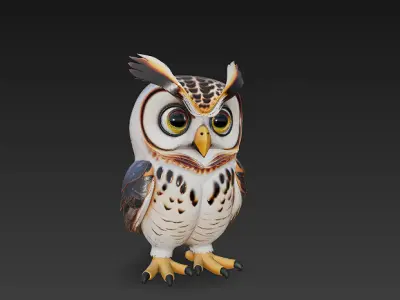 Owl 3D Model Basic - Low Poly Simple  Low-poly 3D model